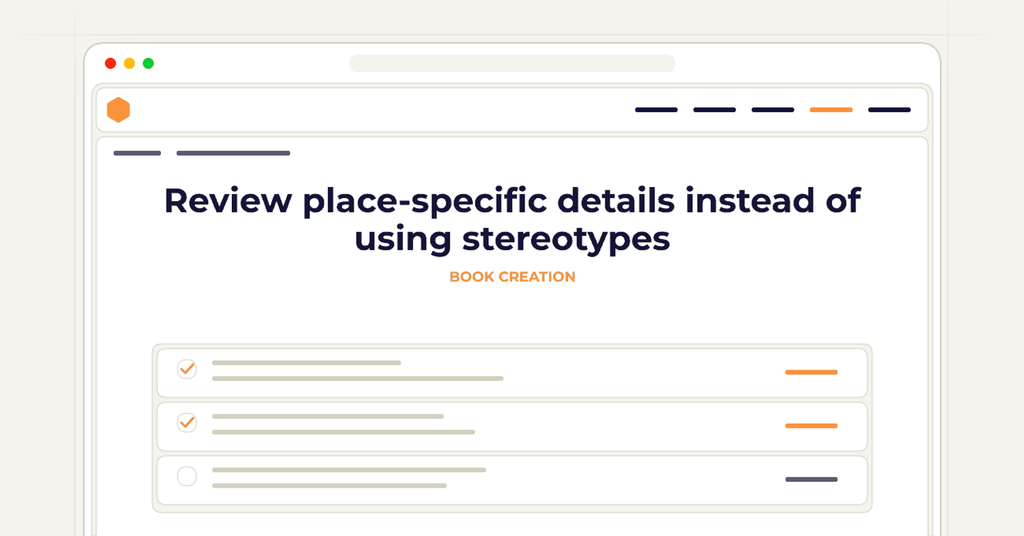 Symbolic review checklist for review place-specific details instead of using stereotypes