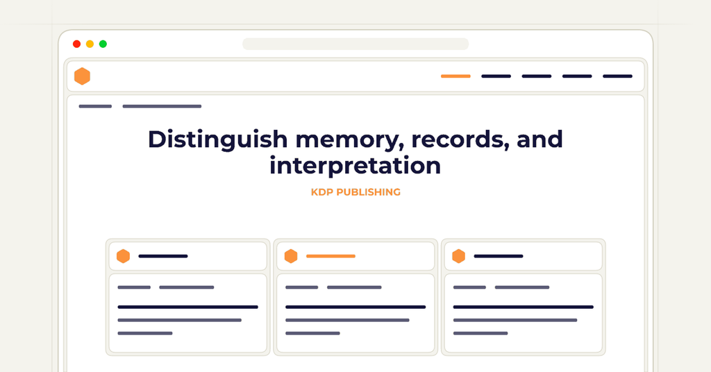Symbolic publishing workflow for distinguish memory, records, and interpretation