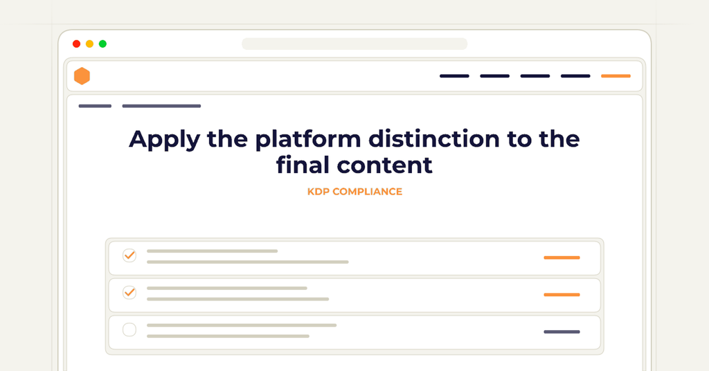 Symbolic review checklist for apply the platform distinction to the final content