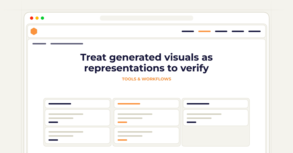 Symbolic review checklist for treat generated visuals as representations to verify