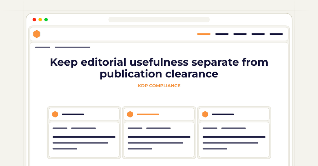 Symbolic review checklist for keep editorial usefulness separate from publication clearance