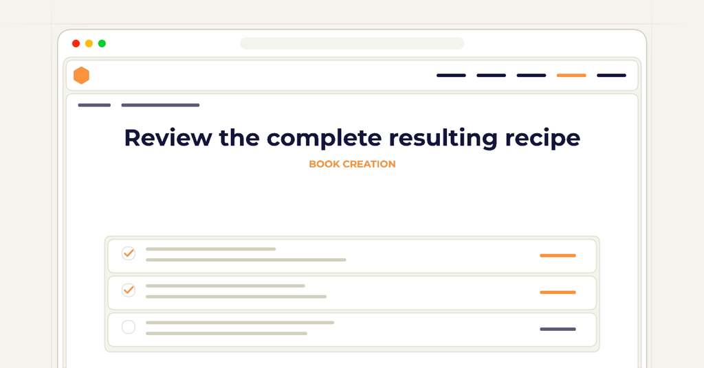 Symbolic review checklist for review the complete resulting recipe