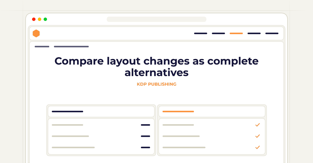 Symbolic review checklist for compare layout changes as complete alternatives