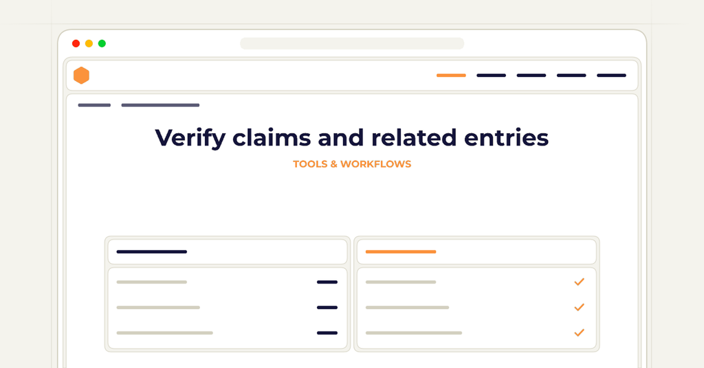 Symbolic review checklist for verify claims and related entries