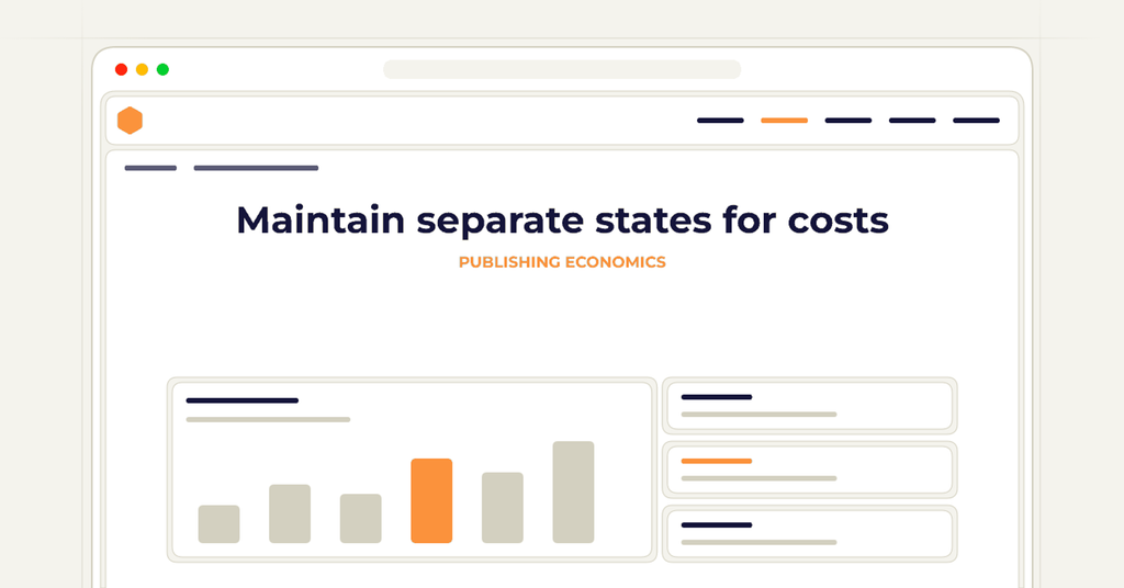 Symbolic publishing workflow for maintain separate states for costs
