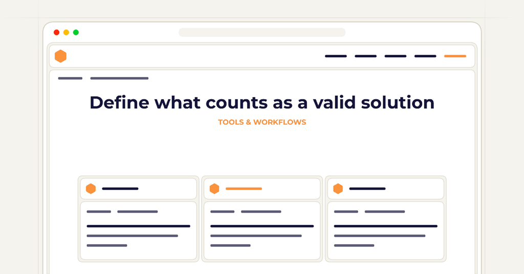 Symbolic publishing workflow for define what counts as a valid solution