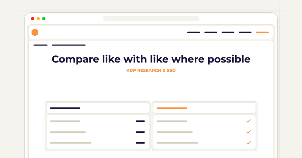 Symbolic review checklist for compare like with like where possible