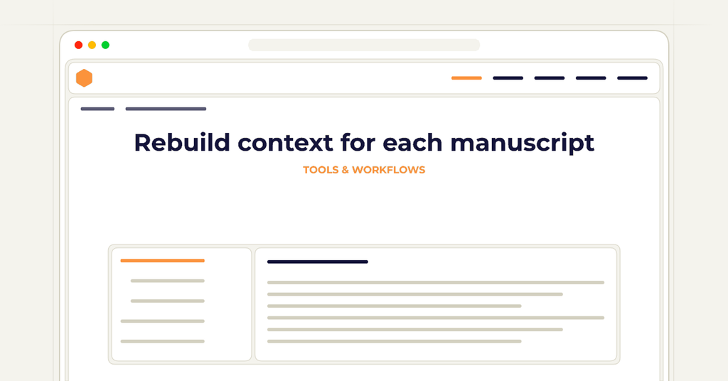 Symbolic review checklist for rebuild context for each manuscript