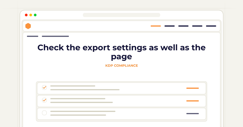Symbolic publishing workflow for check the export settings as well as the page