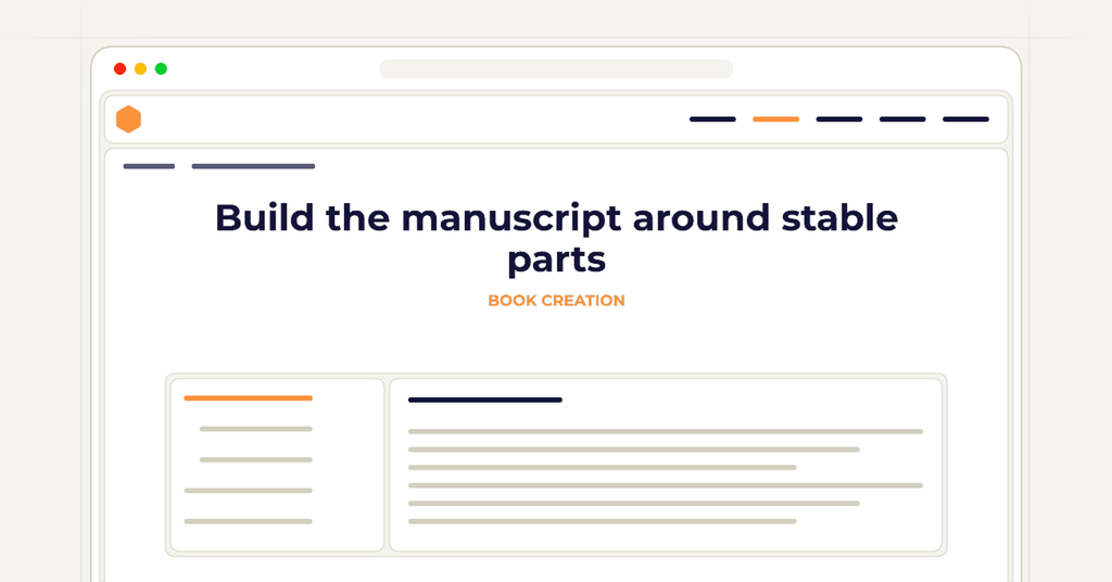 Symbolic review checklist for build the manuscript around stable parts