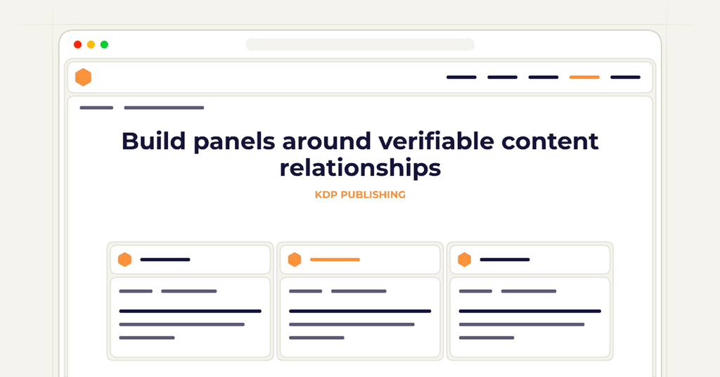 Symbolic publishing workflow for build panels around verifiable content relationships