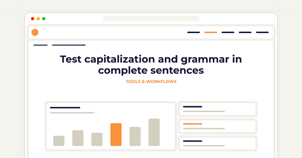 Symbolic review checklist for test capitalization and grammar in complete sentences