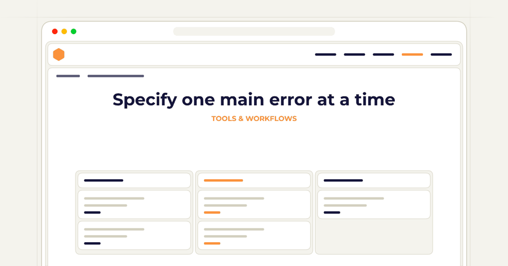 Symbolic publishing workflow for specify one main error at a time