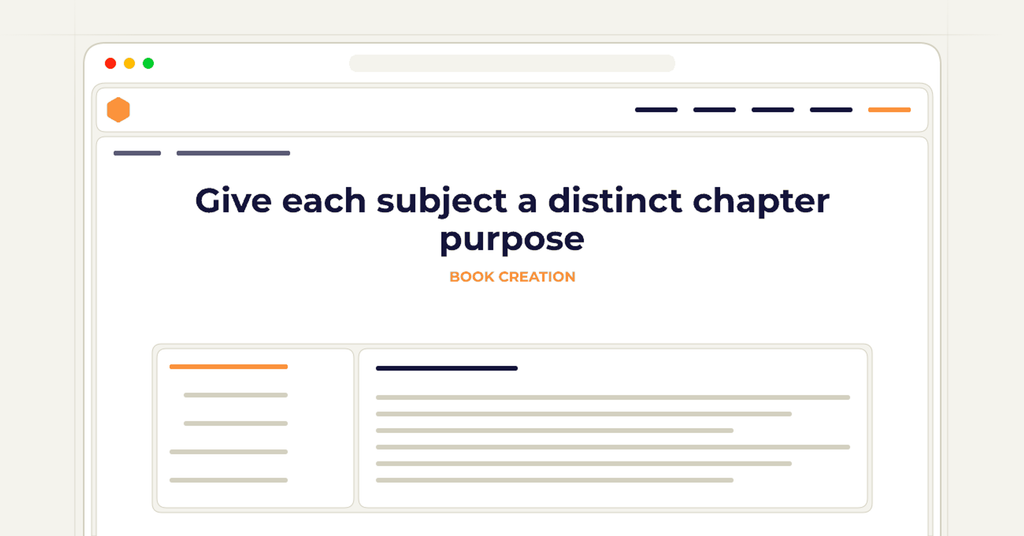 Symbolic publishing workflow for give each subject a distinct chapter purpose