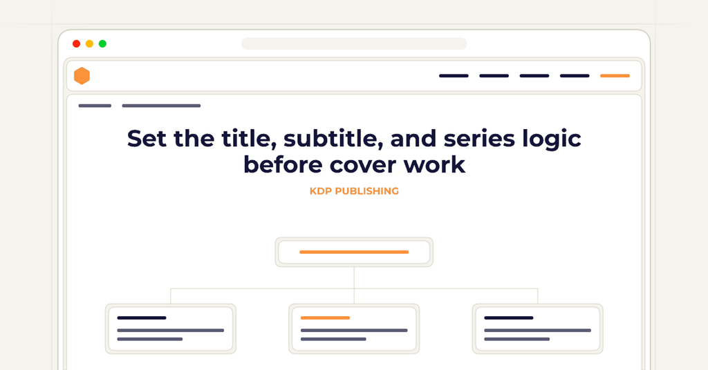 Symbolic review checklist for set the title, subtitle, and series logic before cover work