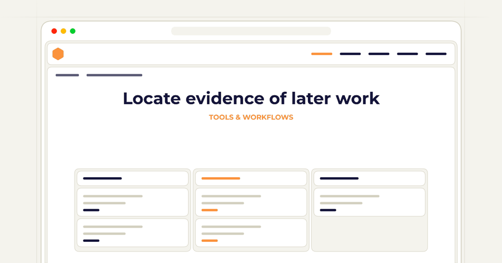 Symbolic publishing workflow for locate evidence of later work