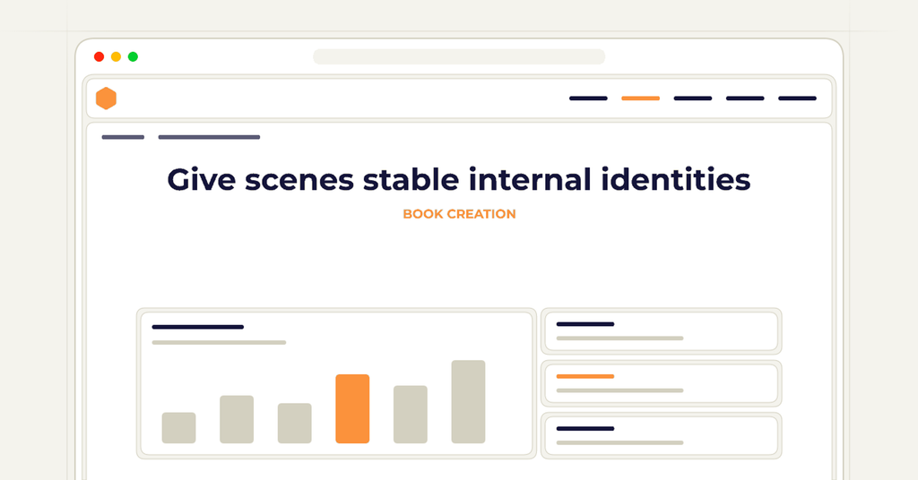 Symbolic publishing workflow for give scenes stable internal identities