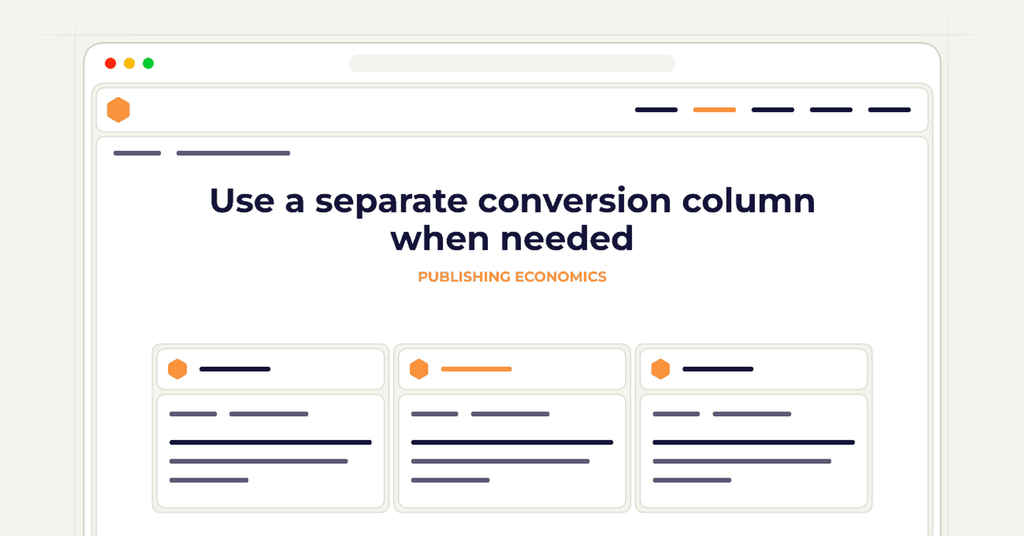 Symbolic publishing workflow for use a separate conversion column when needed