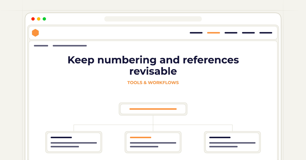 Symbolic review checklist for keep numbering and references revisable