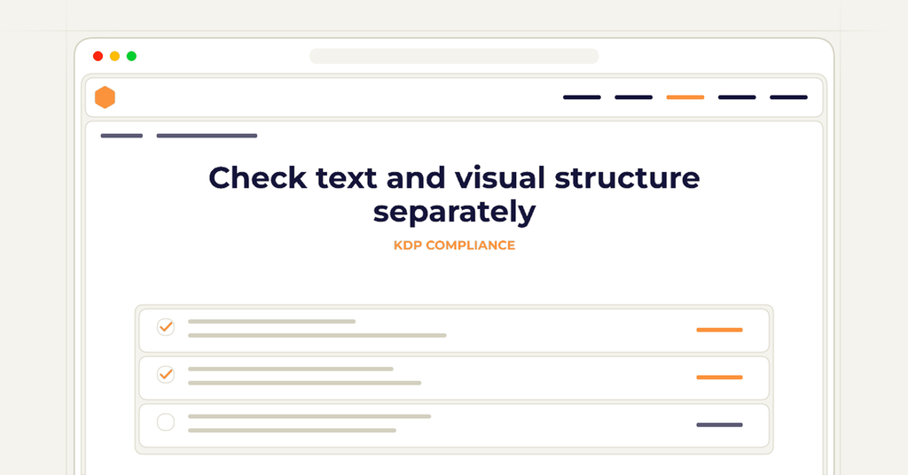 Symbolic review checklist for check text and visual structure separately