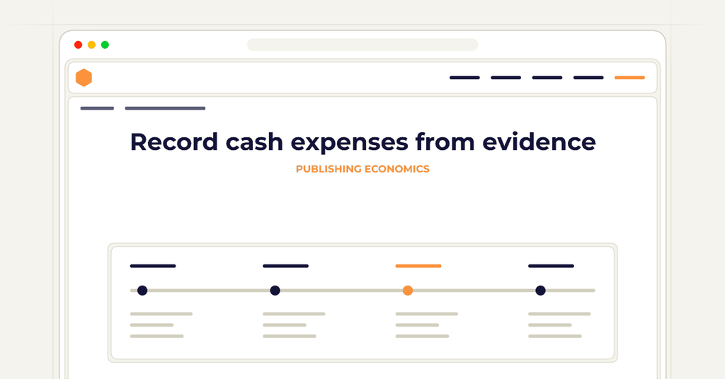 Symbolic publishing workflow for record cash expenses from evidence