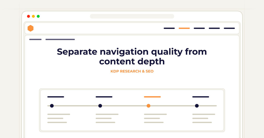 Symbolic review checklist for separate navigation quality from content depth