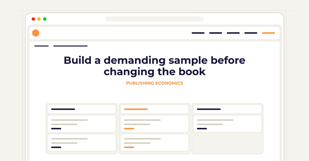 Symbolic publishing workflow for build a demanding sample before changing the book