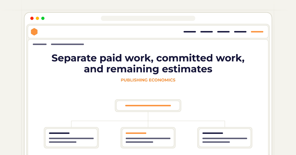 Symbolic review checklist for separate paid work, committed work, and remaining estimates