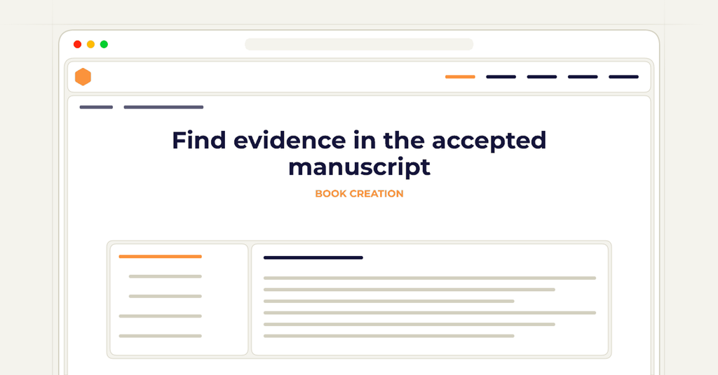 Symbolic publishing workflow for find evidence in the accepted manuscript