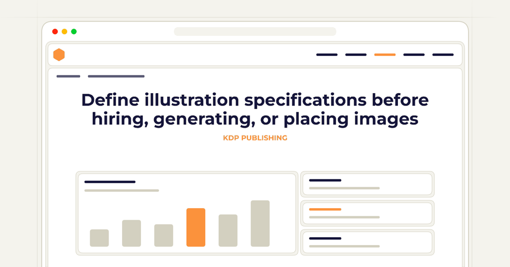 Symbolic review checklist for define illustration specifications before hiring, generating, or placing images