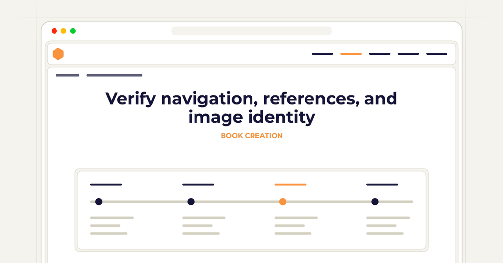 Symbolic review checklist for verify navigation, references, and image identity