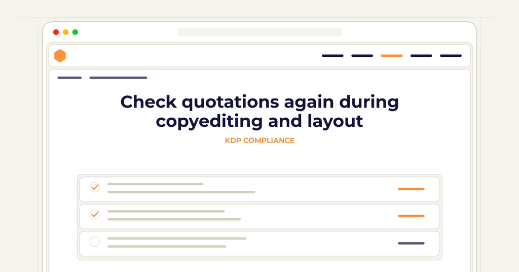 Symbolic review checklist for check quotations again during copyediting and layout