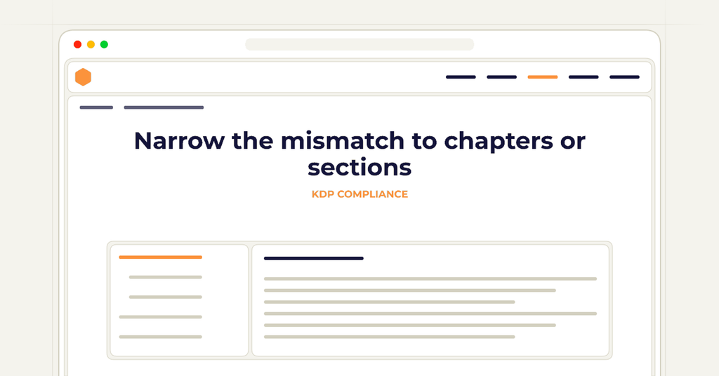 Symbolic review checklist for narrow the mismatch to chapters or sections