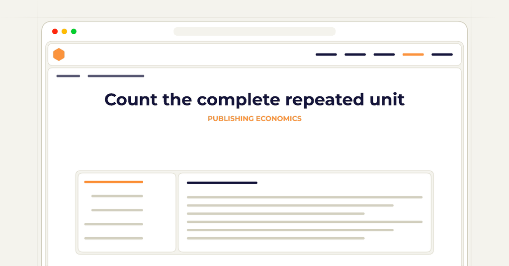 Symbolic publishing workflow for count the complete repeated unit