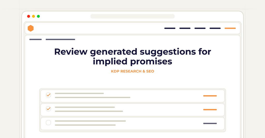 Symbolic review checklist for review generated suggestions for implied promises