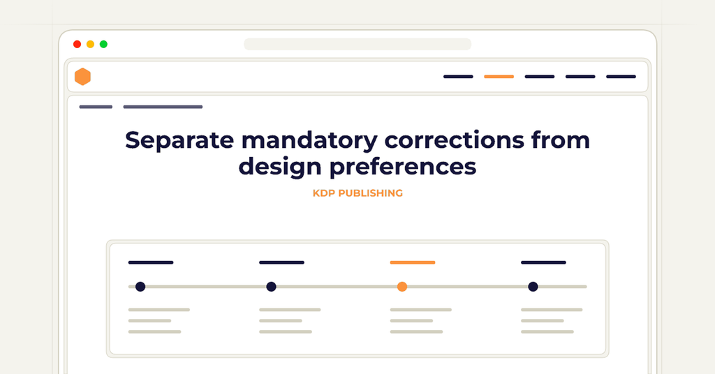 Symbolic publishing workflow for separate mandatory corrections from design preferences