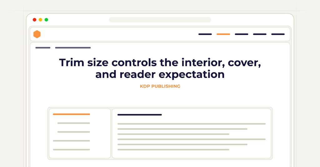 Symbolic publishing workflow for trim size controls the interior, cover, and reader expectation