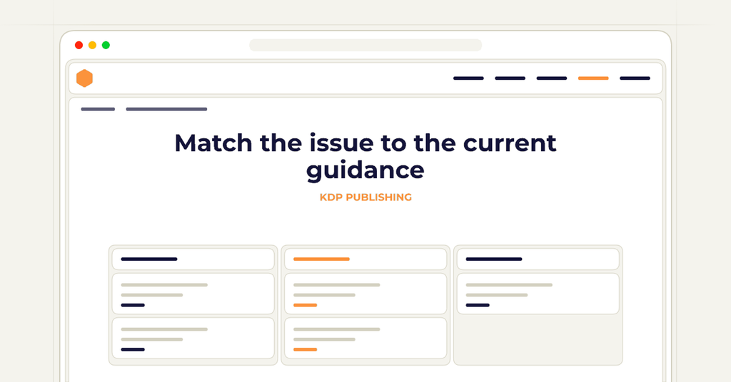 Symbolic publishing workflow for match the issue to the current guidance