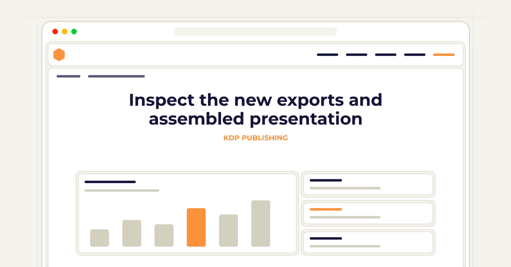 Symbolic review checklist for inspect the new exports and assembled presentation
