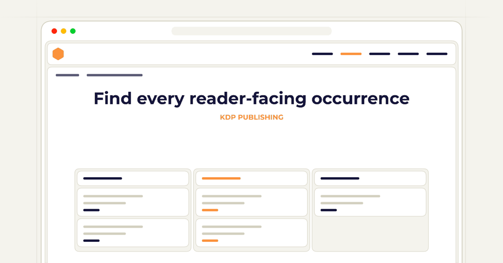 Symbolic publishing workflow for find every reader-facing occurrence