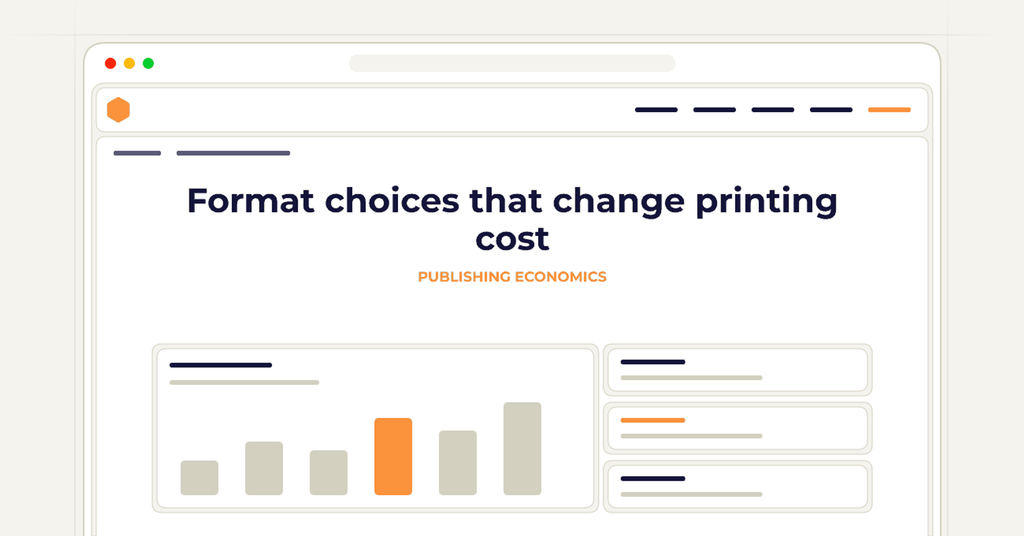 Symbolic publishing workflow for format choices that change printing cost