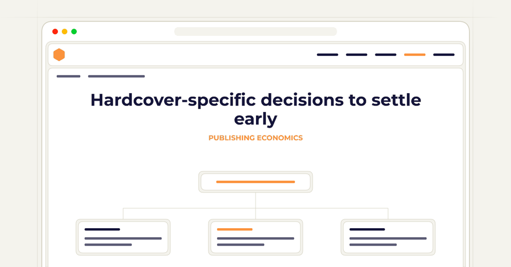 Symbolic review checklist for hardcover-specific decisions to settle early