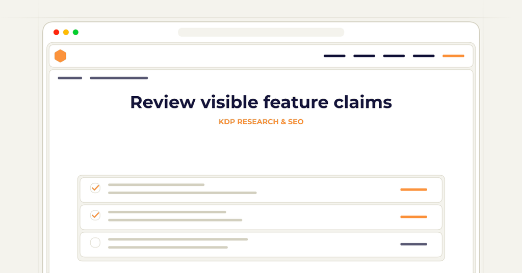 Symbolic review checklist for review visible feature claims