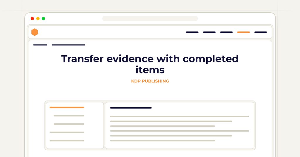 Symbolic publishing workflow for transfer evidence with completed items