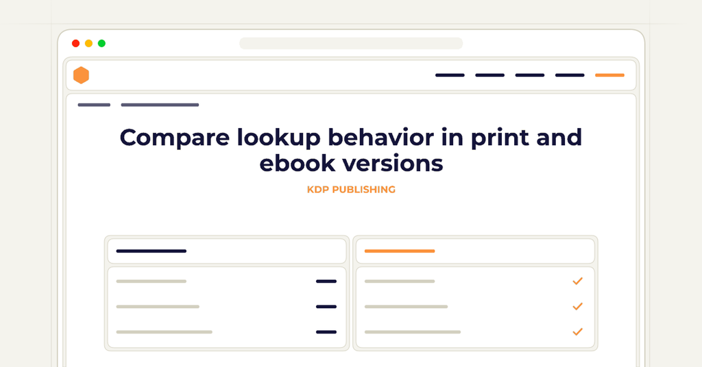 Symbolic review checklist for compare lookup behavior in print and ebook versions