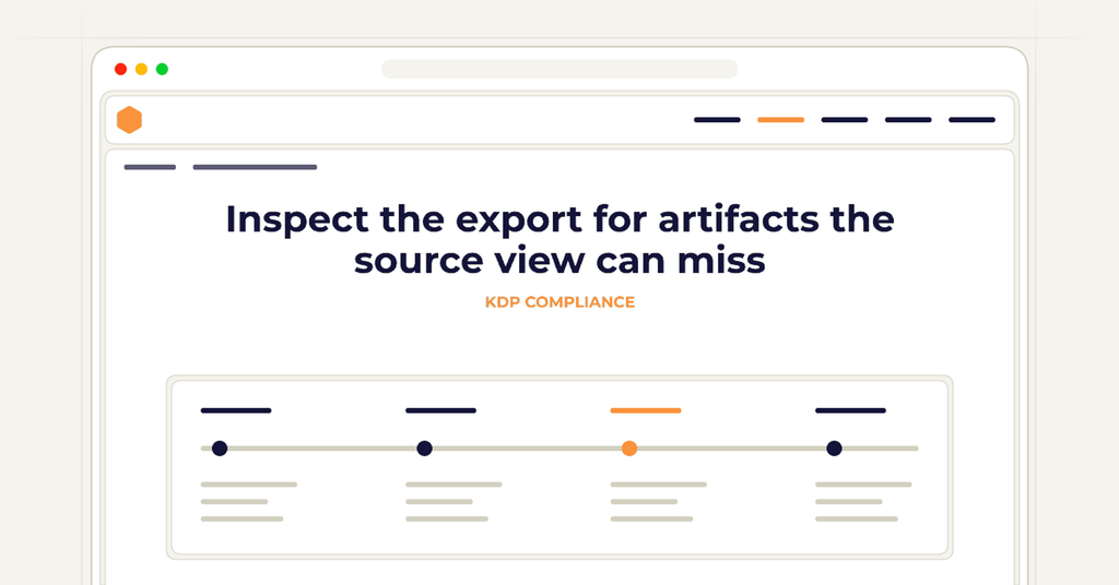 Symbolic review checklist for inspect the export for artifacts the source view can miss