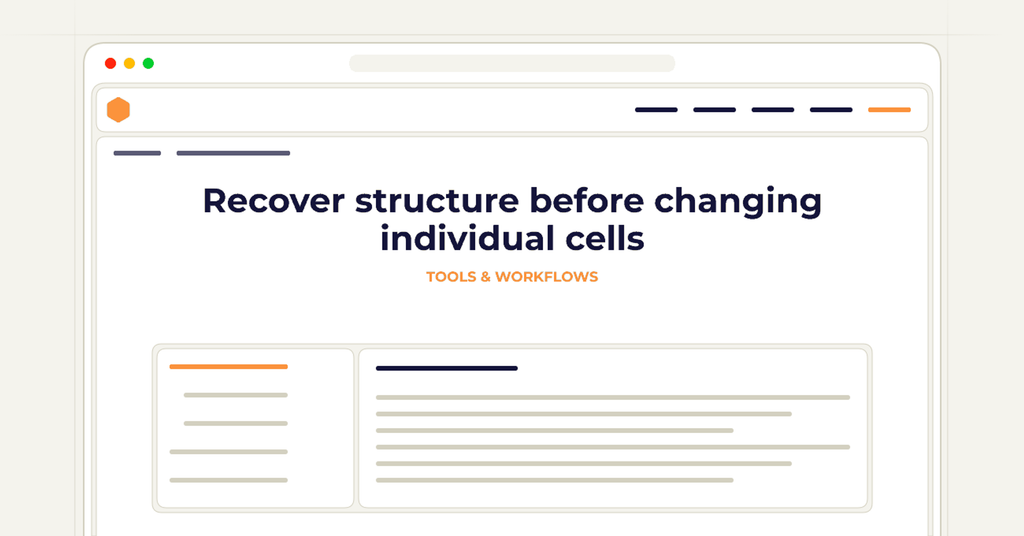 Symbolic publishing workflow for recover structure before changing individual cells
