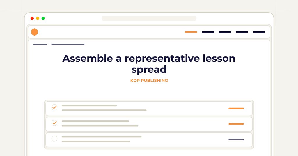 Symbolic publishing workflow for assemble a representative lesson spread