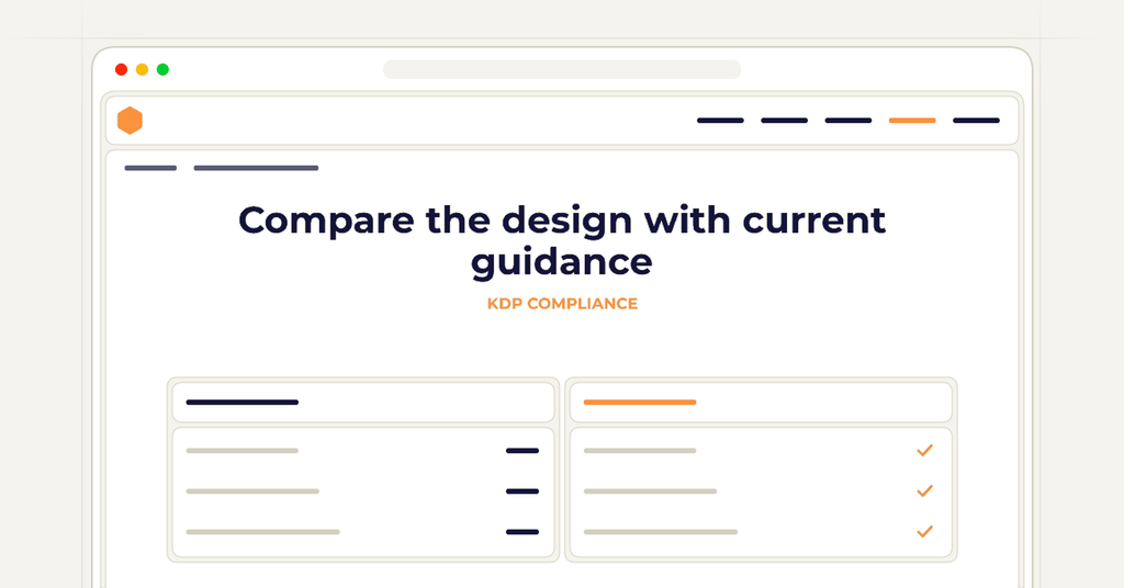 Symbolic publishing workflow for compare the design with current guidance
