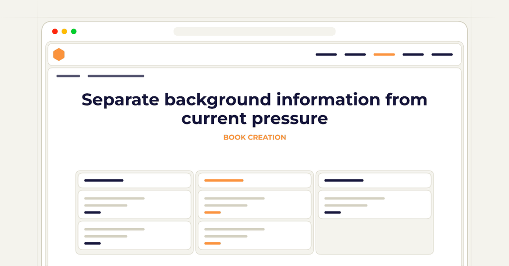 Symbolic publishing workflow for separate background information from current pressure